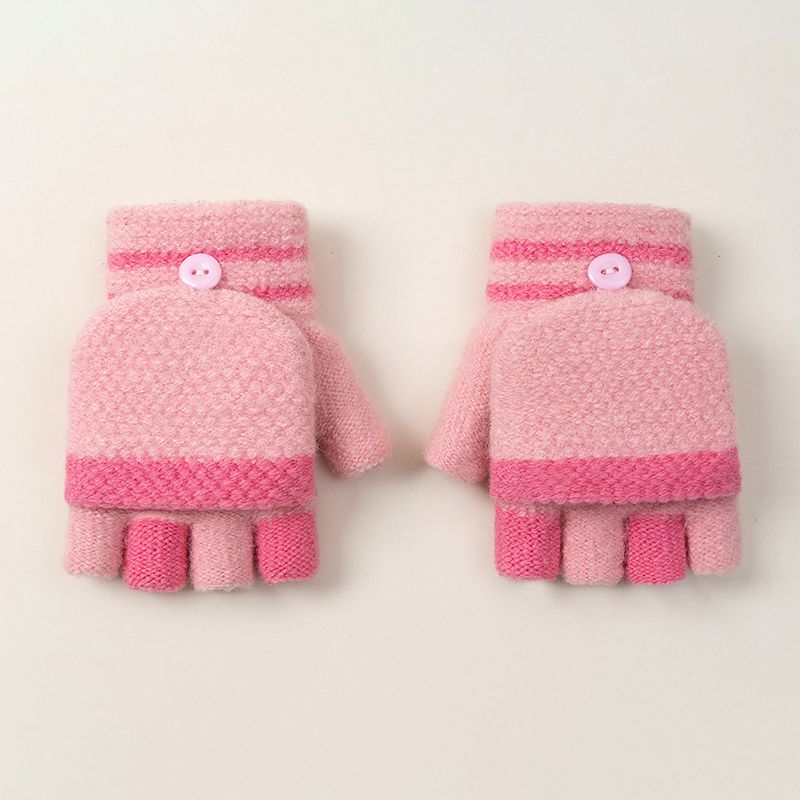Toddlerâs Half Finger Flap Knitted Cartoon Gloves