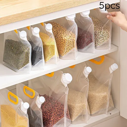 5-Pack Sealed Storage Bags for Coffee Beans and Grains