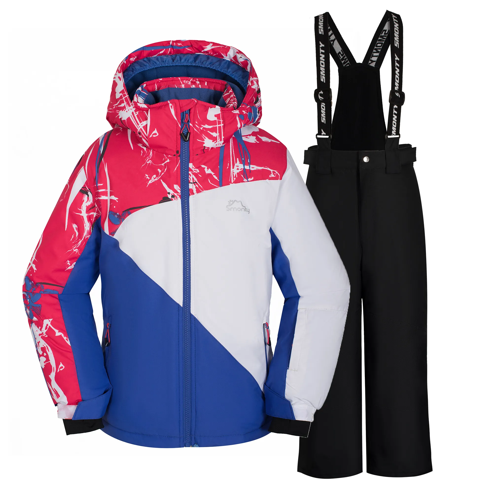2PCS Kid Boy/Girl Windproof Waterproof Winter Ski Jacket & Pants Set Snow Suit BLUEWHITE