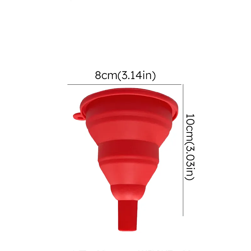Funil de silicone dobrável e portátil para derramamento fácil de óleo e alimentos com fácil limpeza e design de suspensão Vermelho big image 1