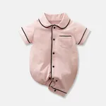 Baby Unisex Revers Lässig Kurzärmelig Baby-Overalls rosa