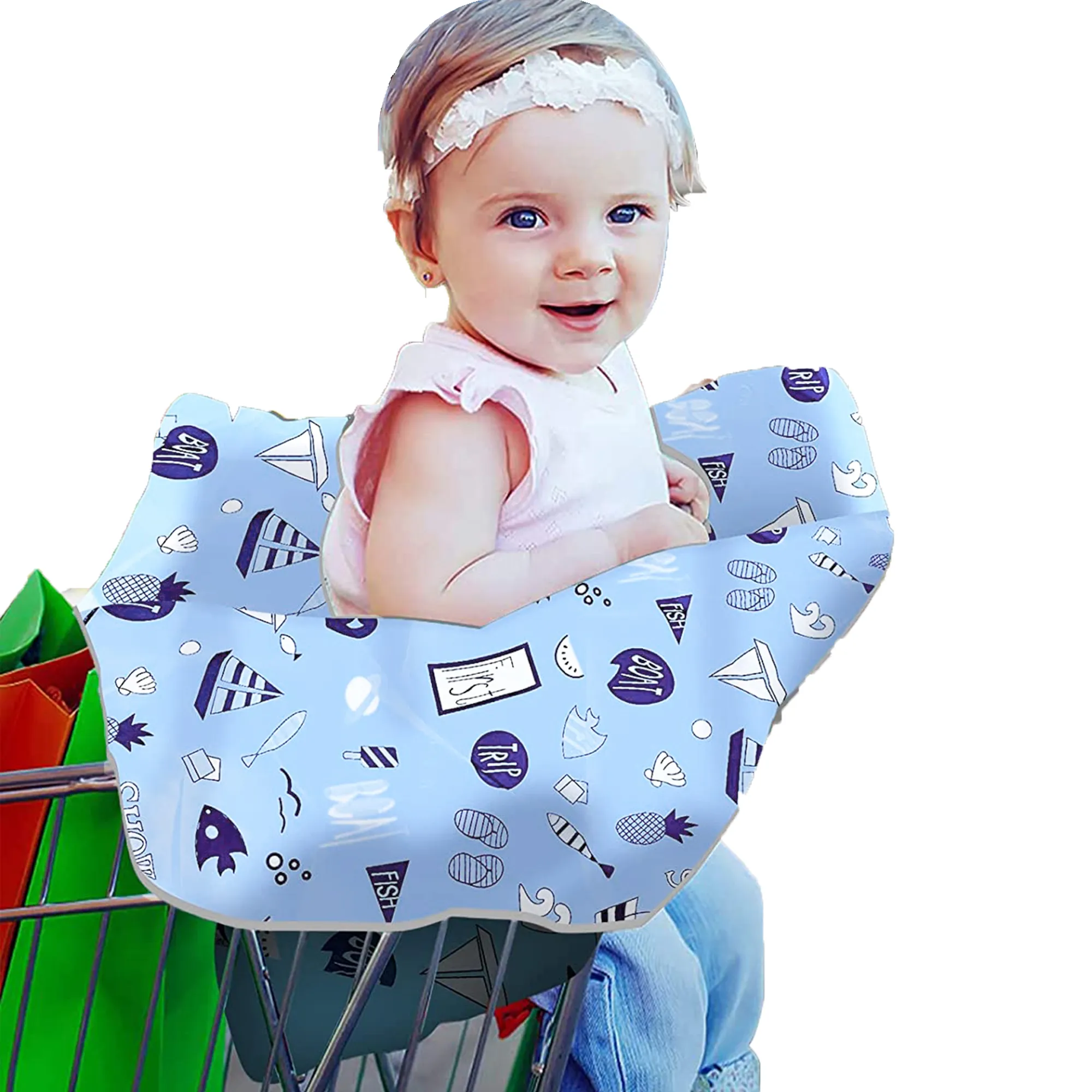 Shopping Cart Cover for Baby, High Chair Cover, Cart Cover for Babies, Kids& Toddlers, Portable 2-in-1 Design, Includes Free Carry Bag for Market and Resturant Use