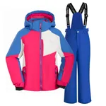 2PCS Kid Boy/Girl Windproof Waterproof Winter Ski Jacket & Pants Set Snow Suit PinkyWhite