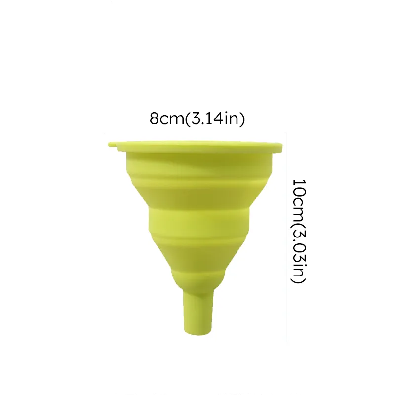 Funil de silicone dobrável e portátil para derramamento fácil de óleo e alimentos com fácil limpeza e design de suspensão Verde
