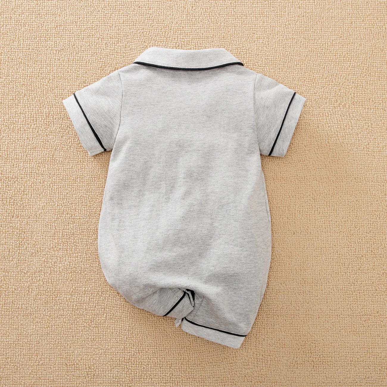 Baby Unisex Revers Lässig Kurzärmelig Baby-Overalls grau big image 1