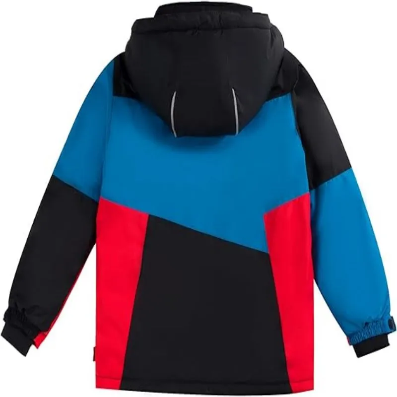 2PCS Kid Boy/Girl Windproof Waterproof Winter Ski Jacket & Pants Set Snow Suit redblack big image 1