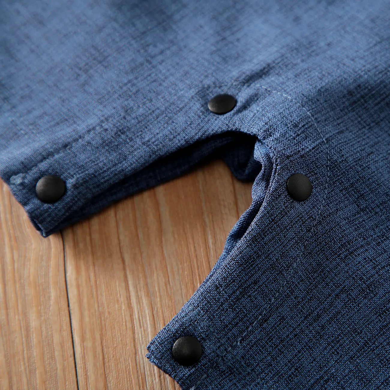 2pcs Baby Boy Classic Solid Fabric Stitching Short Sleeve Jumpsuit Set Dark Blue big image 1
