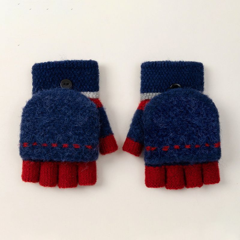 Toddlerâs Half Finger Flap Knitted Cartoon Gloves