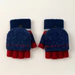 Toddler‘s Half finger flap knitted cartoon gloves Blue
