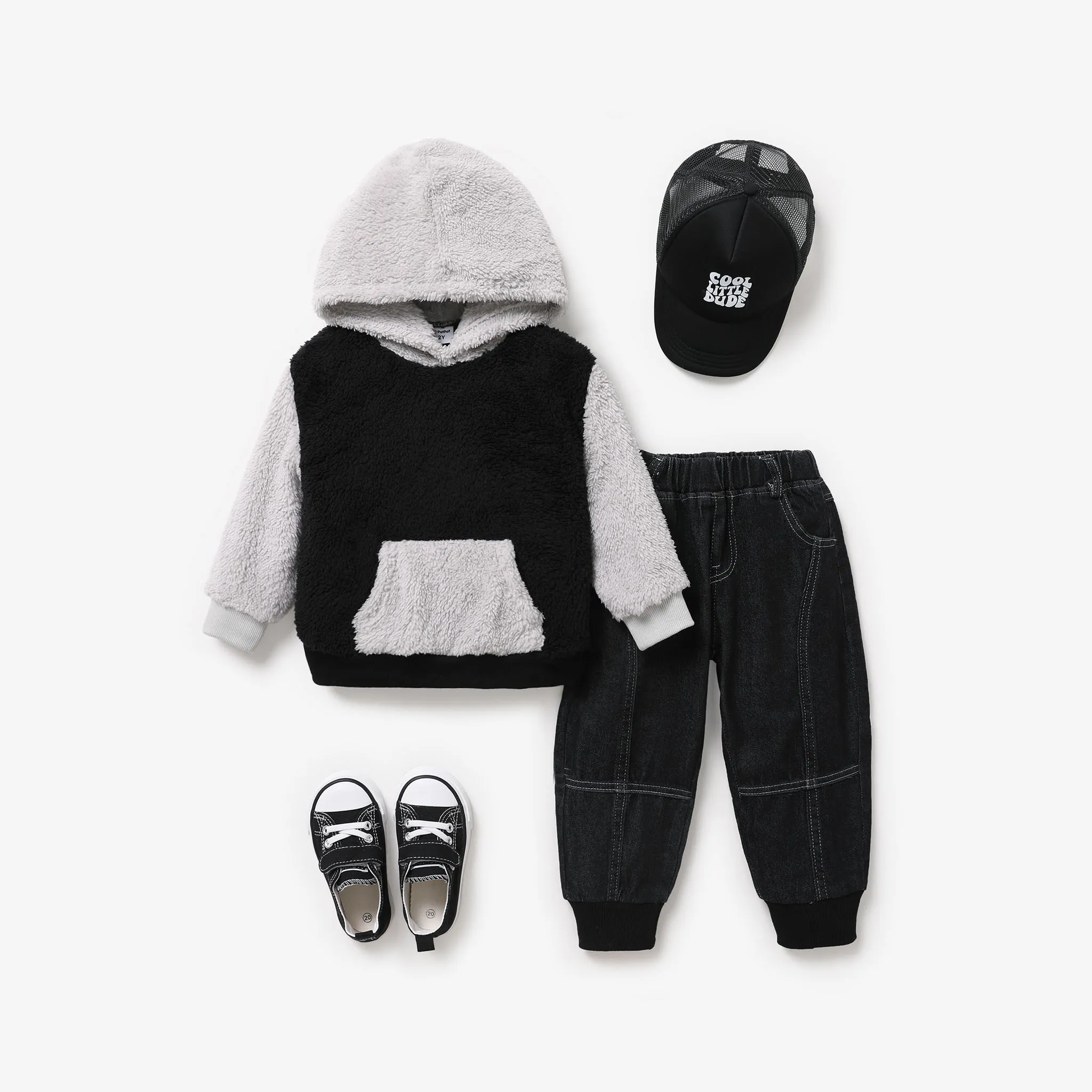 Criança Menino Costuras de tecido Casual Sweatshirt Preto image 2