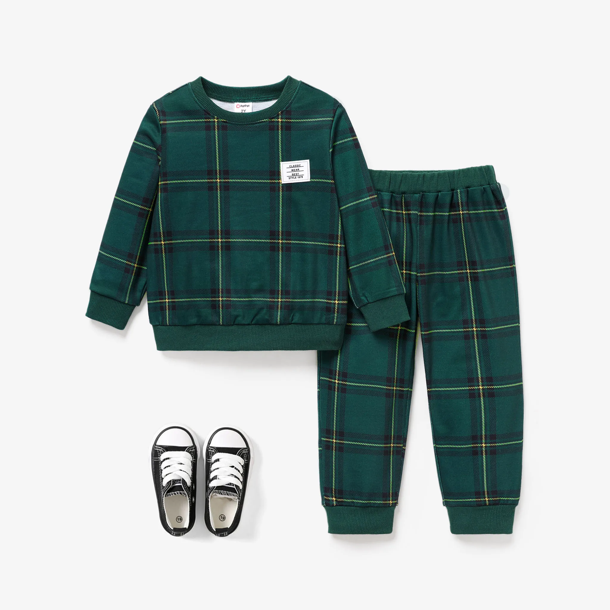 2pcs Toddler Girl/Boy Grid Pattern Casual Set   image 2