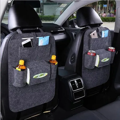 Sac de rangement de siège de voiture multi-auto Organisateur de dossier de siège d’auto pratique Sacs de rangement Accessoires intérieurs de voiture de poche suspendus (gris)