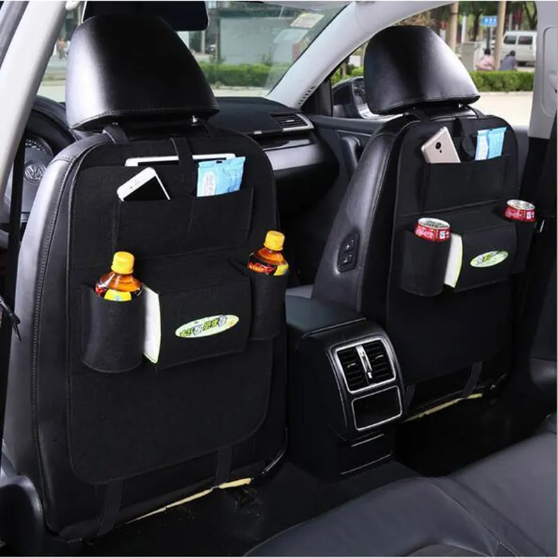 Multi Car Seat Storage Bag Practical Car Seat Back Organizer Storage Bags Car Hanging Pocket Car Interior Accessories  (Gray) Black big image 1