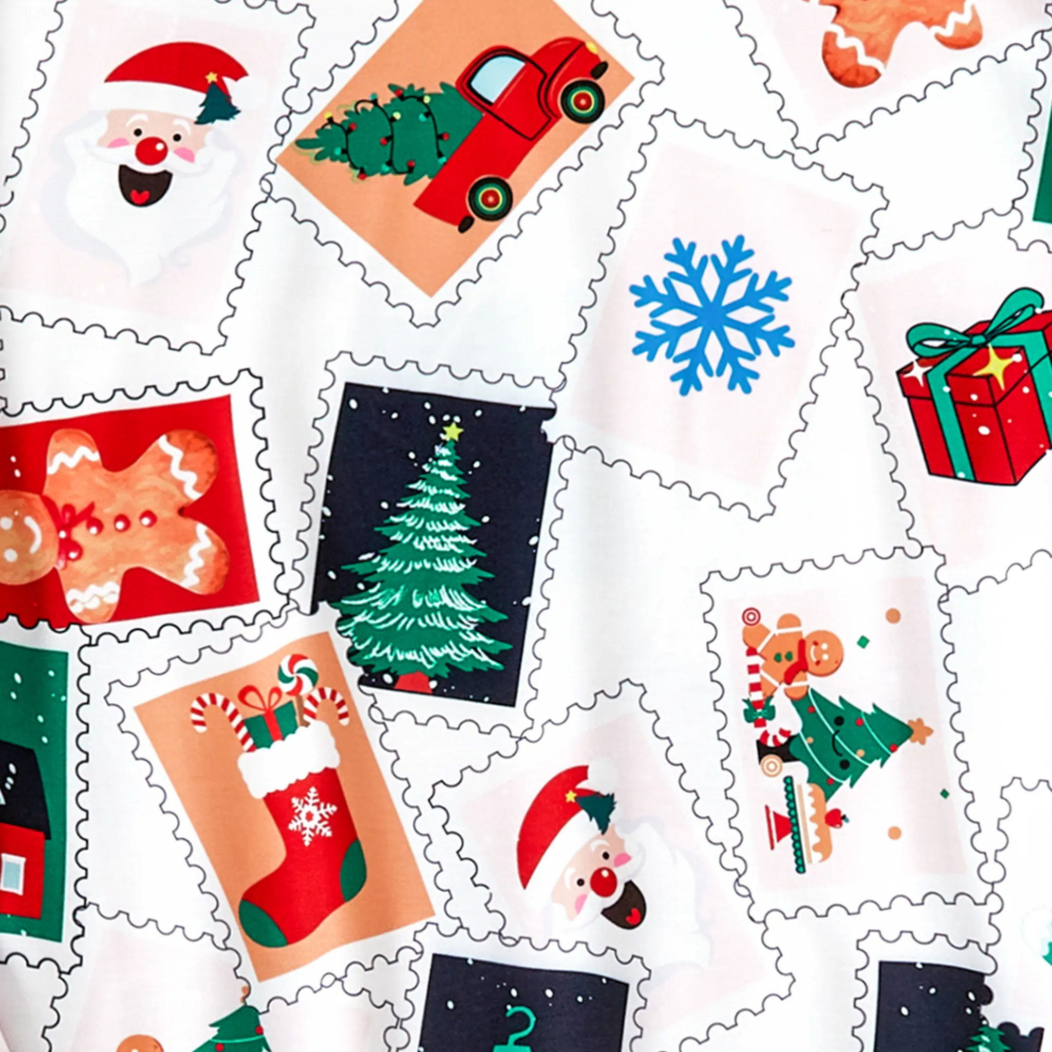 Christmas Family Matching Colorful Cartoon Festival Theme All-over Print Long-sleeve Tops and Pants Sets  image 5