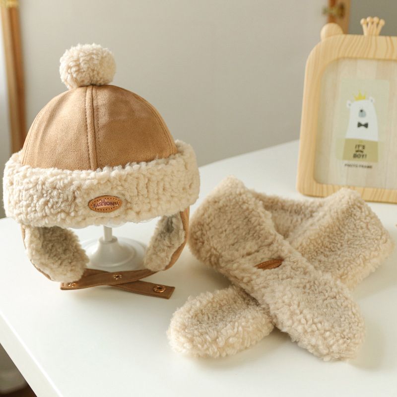 Toddler/Kids Thick Plush Warm Hat And Scarf