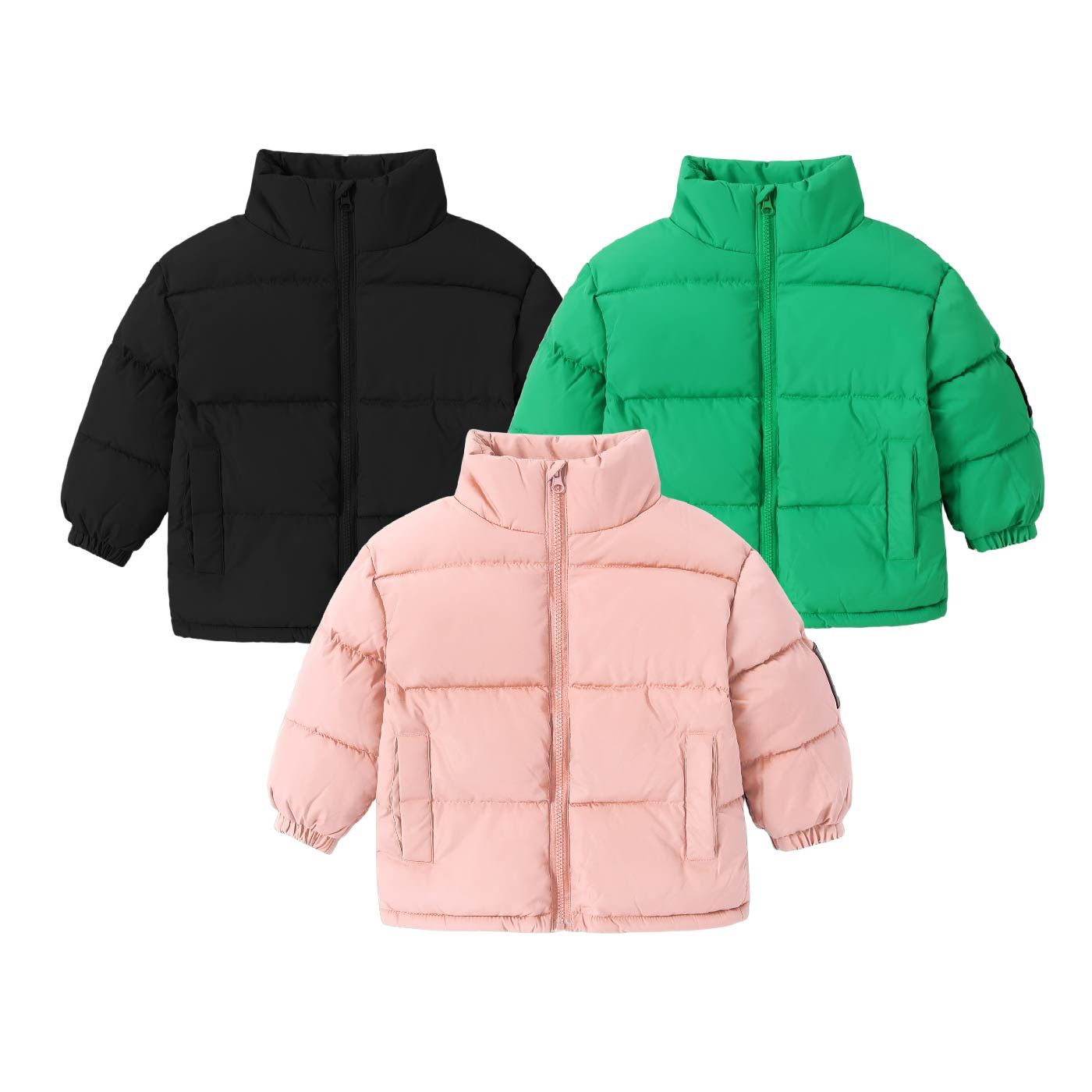 Toddler/Kid Girl/Boy Solid Color Basic Style Cotton Jacket With Zipper And Collar