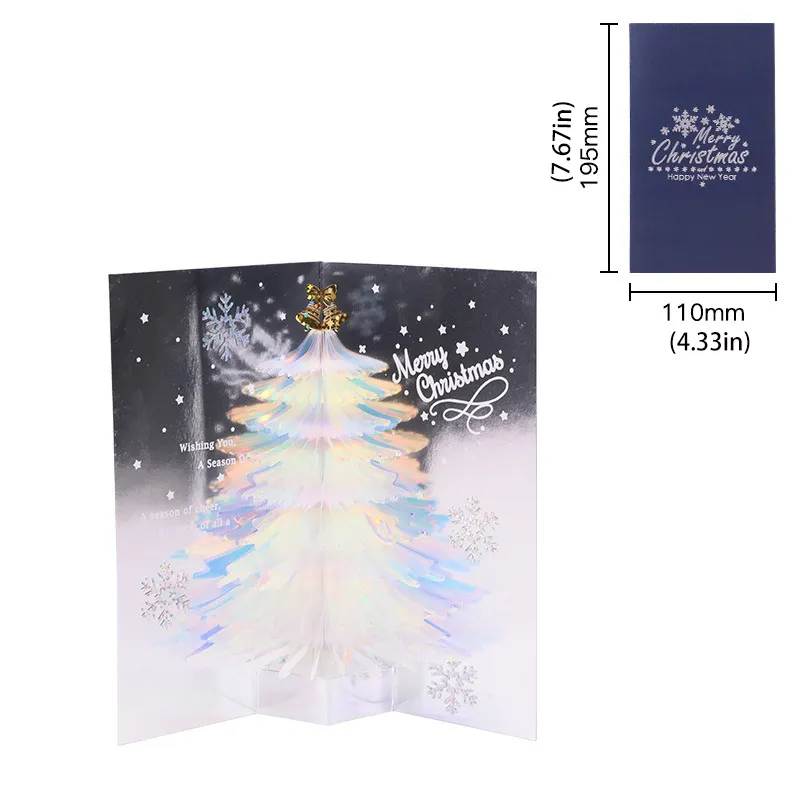 3D Christmas Tree Greeting Card Dark Blue