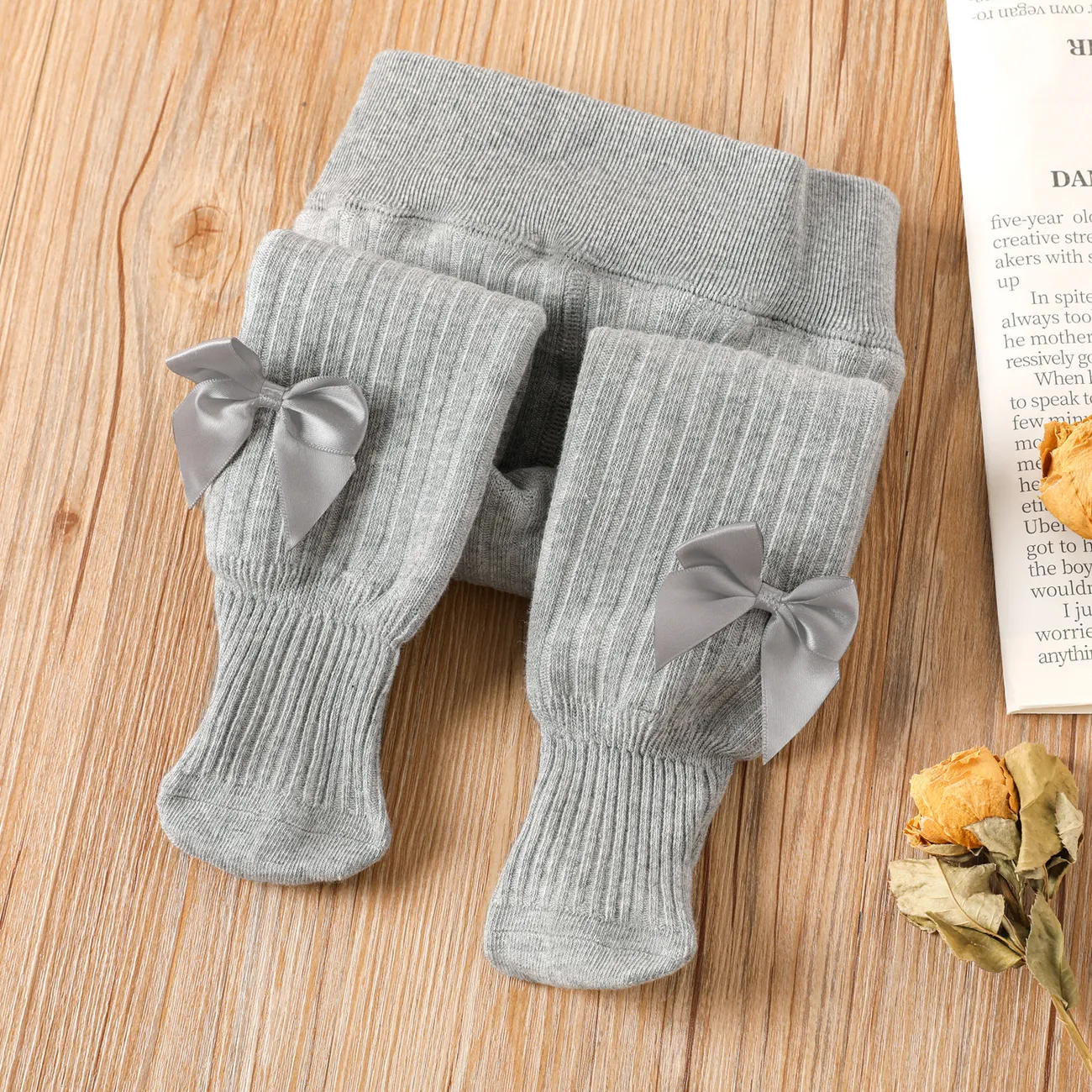 Meia-calça térmica para bebê/criança com decoração de laço Cinzento big image 1