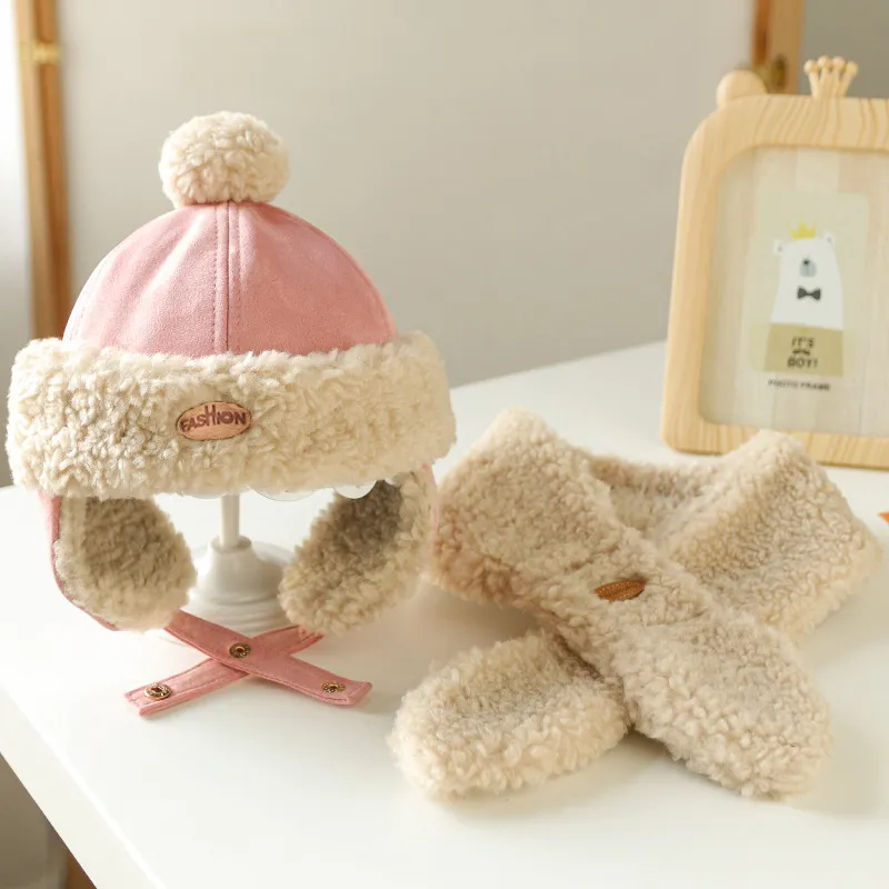 Toddler/Kids Thick plush warm hat and scarf
