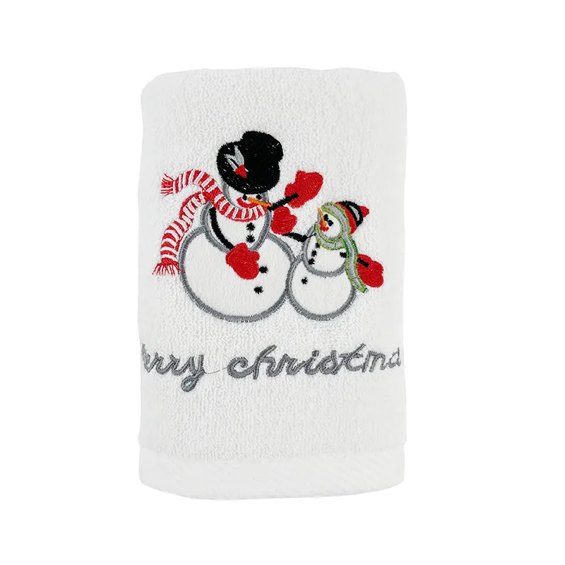 Toalhas de Natal - Absorvente, sem fiapos, algodão puro, bordados festivos para cozinha e banheiro Branco big image 1