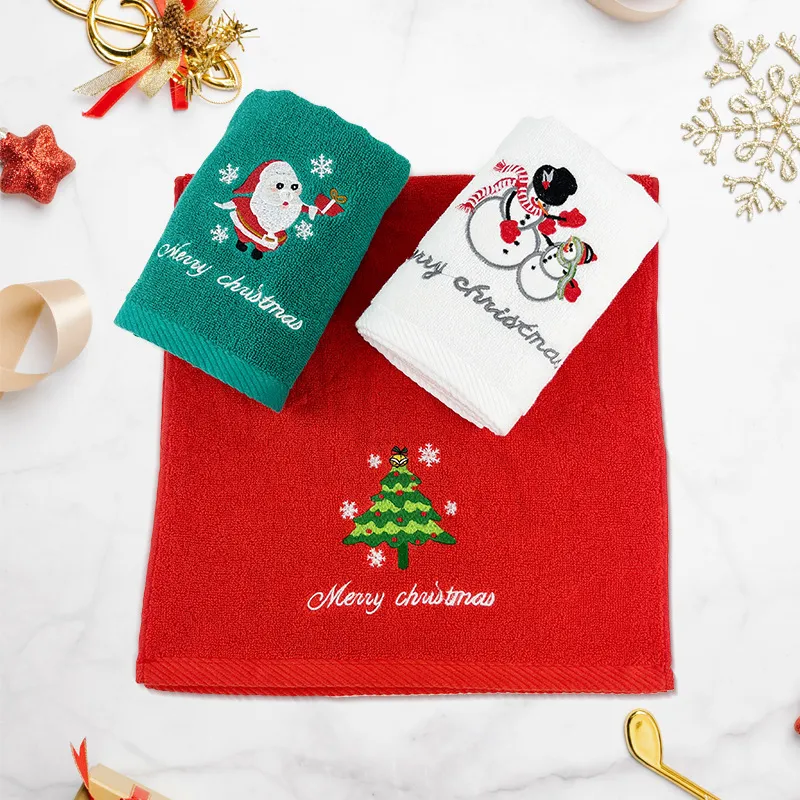 Toallas de Navidad: absorbentes, sin pelusa, algodón puro, bordados festivos para cocina y baño Verde big image 1