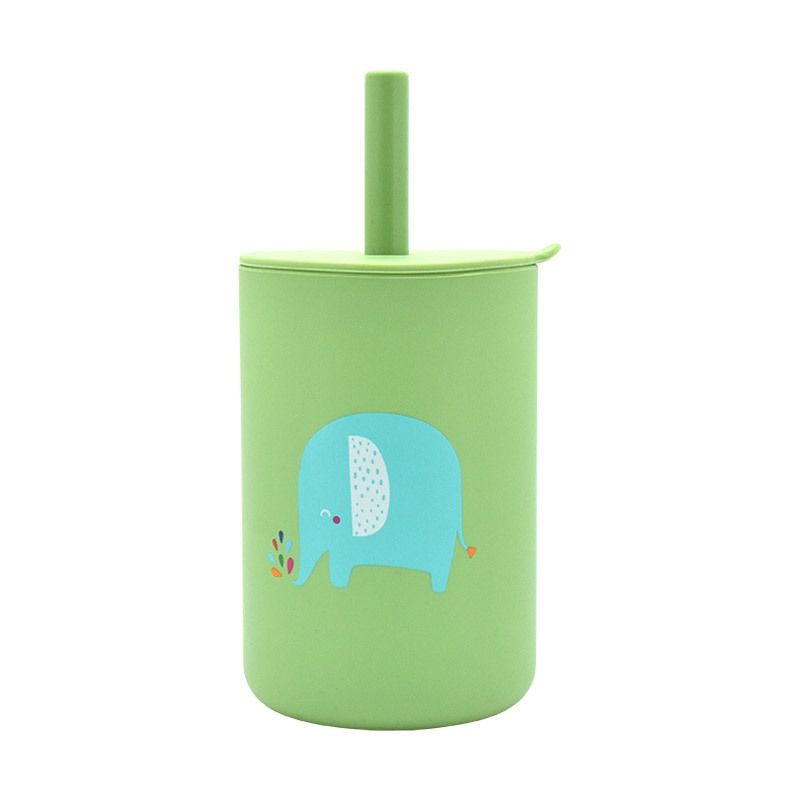 

Silicone Toddler Sippy Cup with Straight Straw, Leak-proof and Drop-proof, Baby Training Drinking Cup for Suctioning Liquids