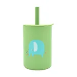 Silicone Toddler Sippy Cup with Straight Straw, Leak-proof and Drop-proof, Baby Training Drinking Cup for Suctioning Liquids Green