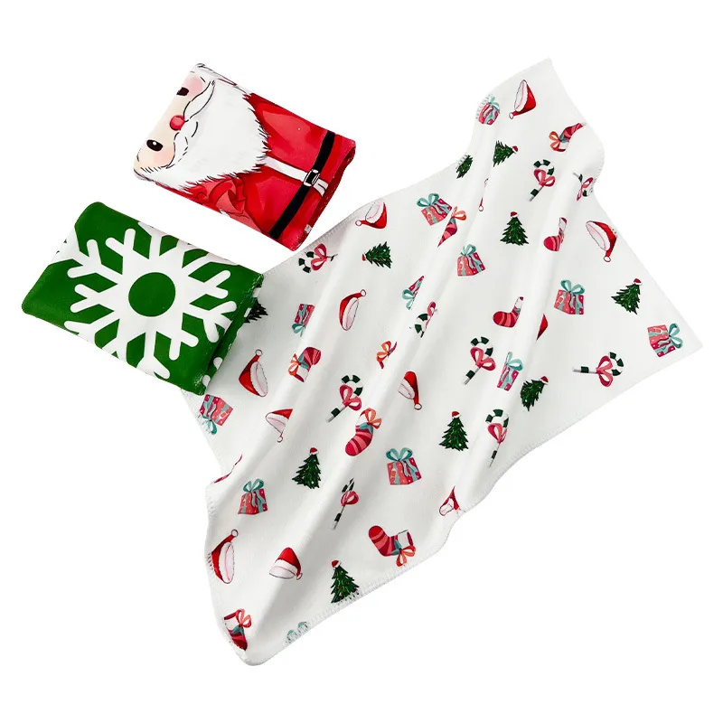 Toalhas para interior em casa de Natal com padrões festivos - Toalhas absorventes para decoração de Natal e secagem das mãos Verde big image 1
