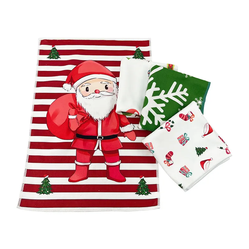 Christmas Home Indoor Towels with Festive Patterns - Absorbent Towels for Christmas Decor and Hand Drying Green big image 1