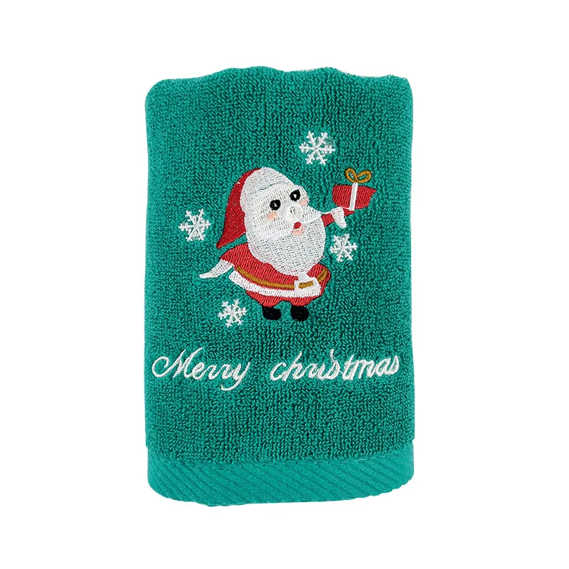 Christmas Towels - Absorbent, Lint-Free, Pure Cotton, Festive Embroidery for Kitchen and Bathroom Green big image 1