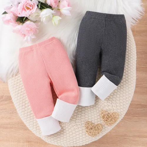 Baby Girl 95% Cotton Leggings Basic Solid color Stitching Pants