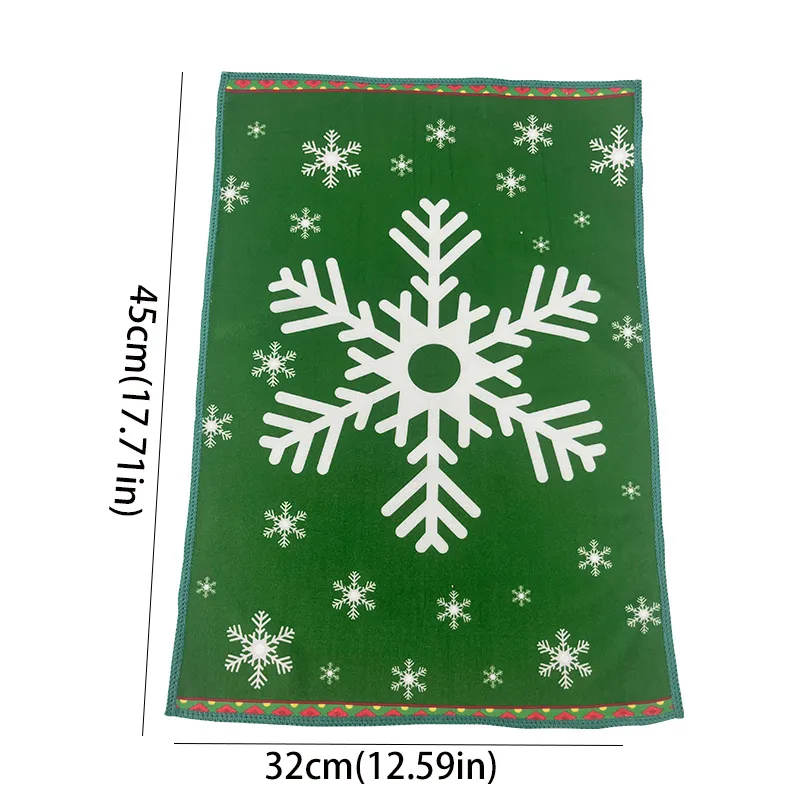 Toallas de interior navideñas para el hogar con patrones festivos - Toallas absorbentes para decoración navideña y secado de manos Verde big image 1