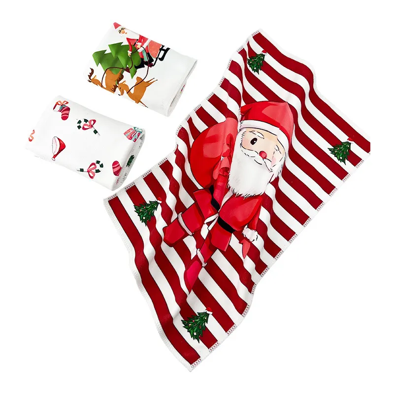 Serviettes d’intérieur de Noël à la maison avec des motifs festifs - Serviettes absorbantes pour la décoration de Noël et le séchage des mains Vert big image 1