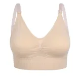 Plus Size Maternity Nursing Sports Bra for Yoga with Front Closure Apricot
