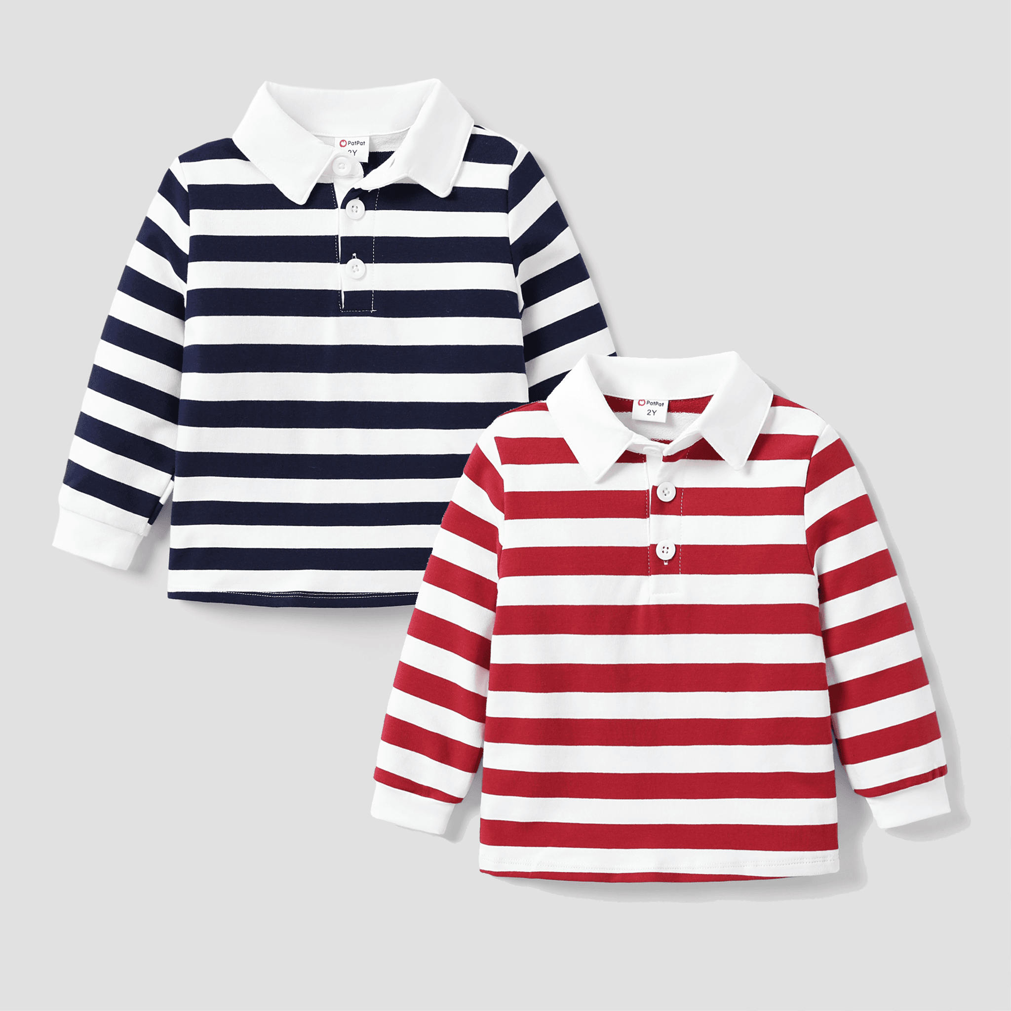 

Toddler Boy Casual Stripe Pattern Long Sleeve Casual Tee with Shirt Collar