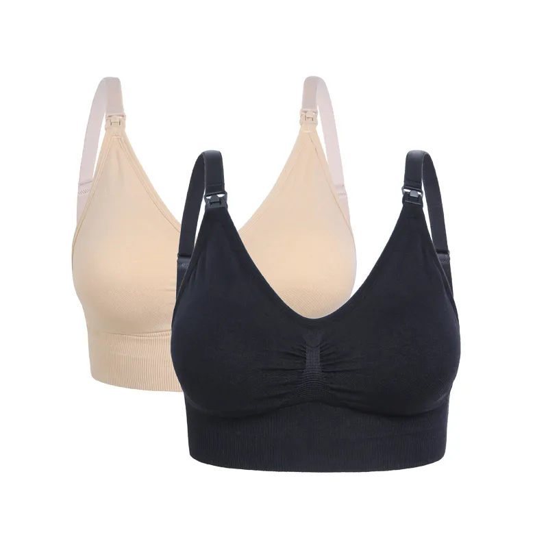 Plus Size Maternity Nursing Sports Bra for Yoga with Front Closure Apricot big image 1