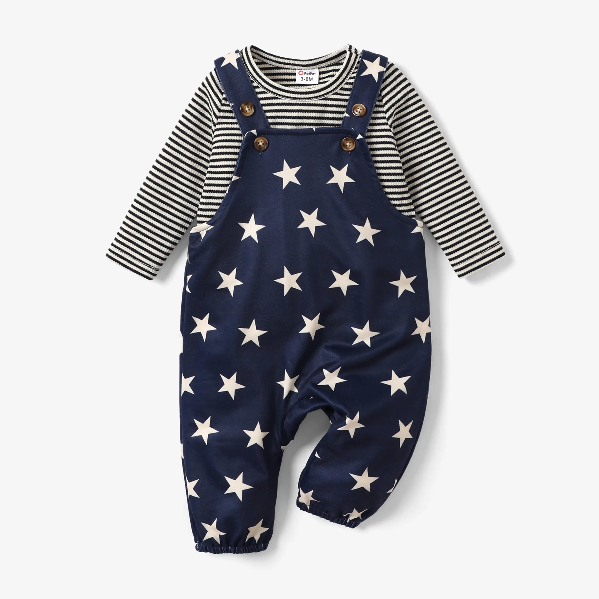 2pcs Baby Boy Casual Stars Pattern Stripe Hanging Strap Set