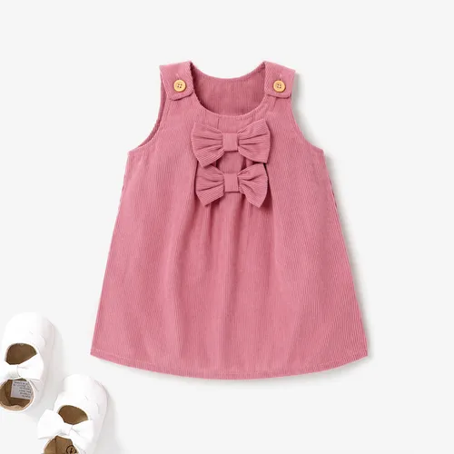 Baby Girl's Sweet Solid Color Solid Color Bowknot design Sleeveless Dress