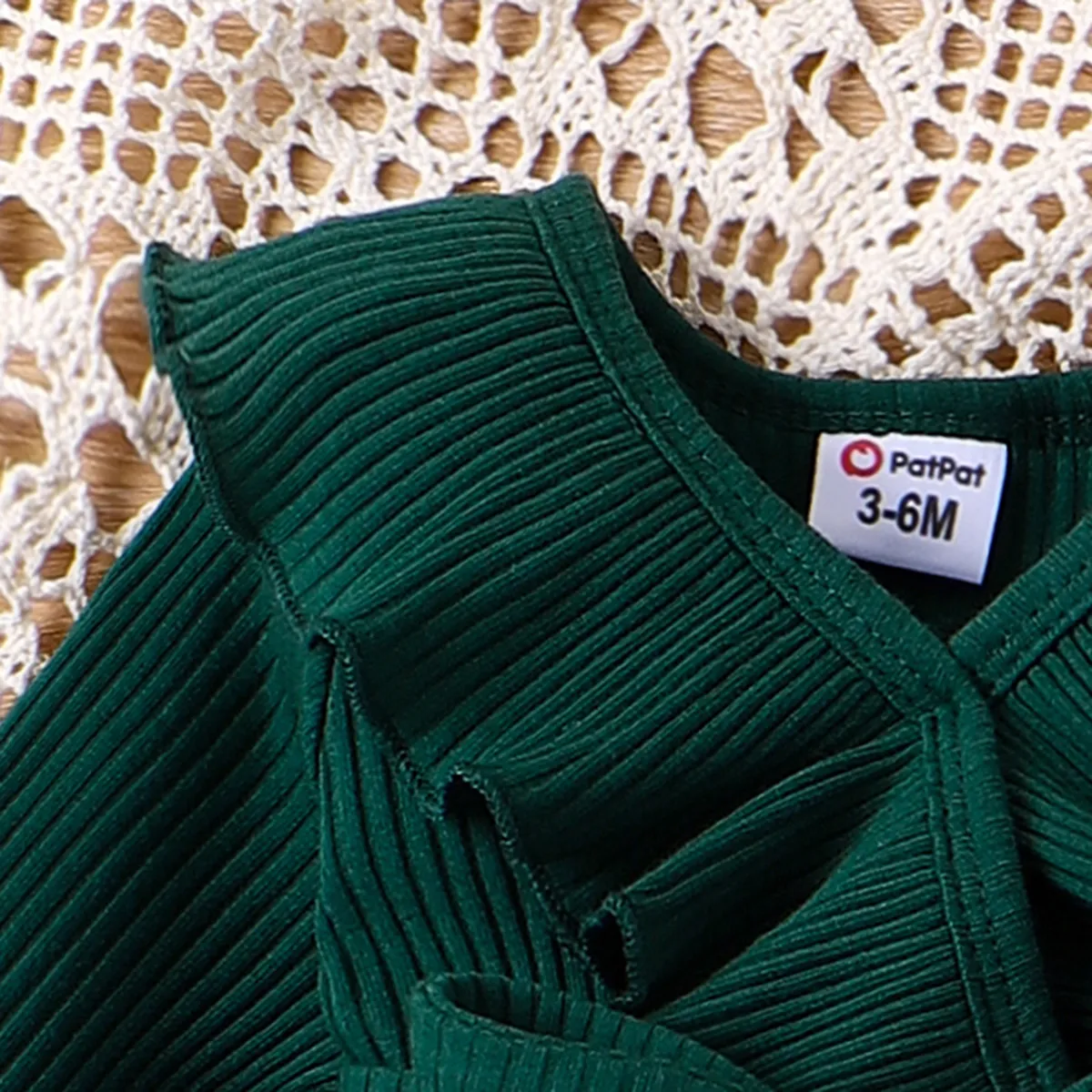 Baby Girl Sweet Gradual Change Ruffle Edge  Long Sleeve Dress  Green image 3