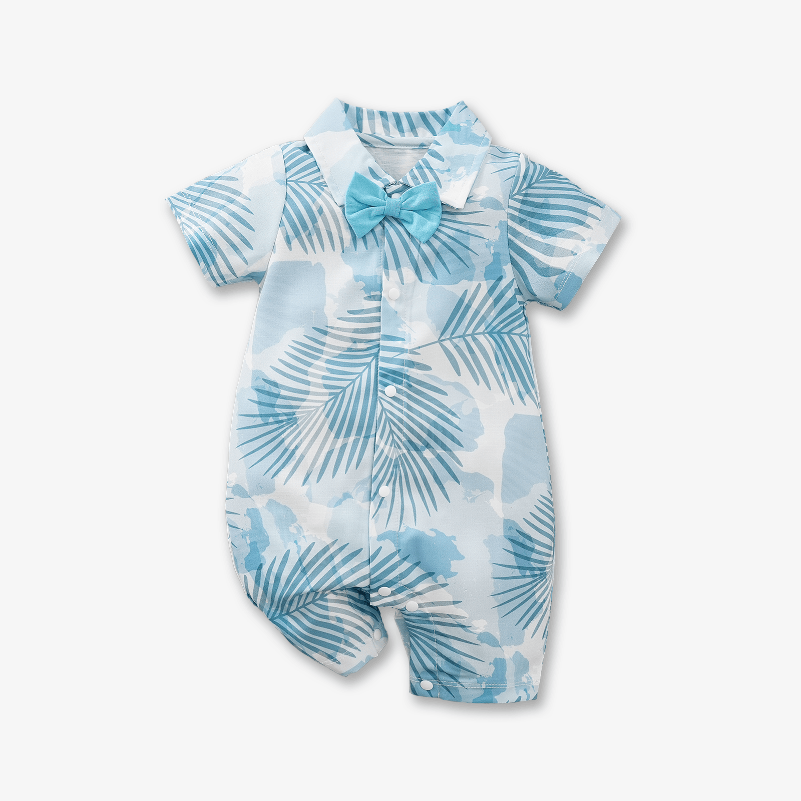 Baby Boy Bohemia Tropical Floral Pattern Short Sleeve Jumpsuit