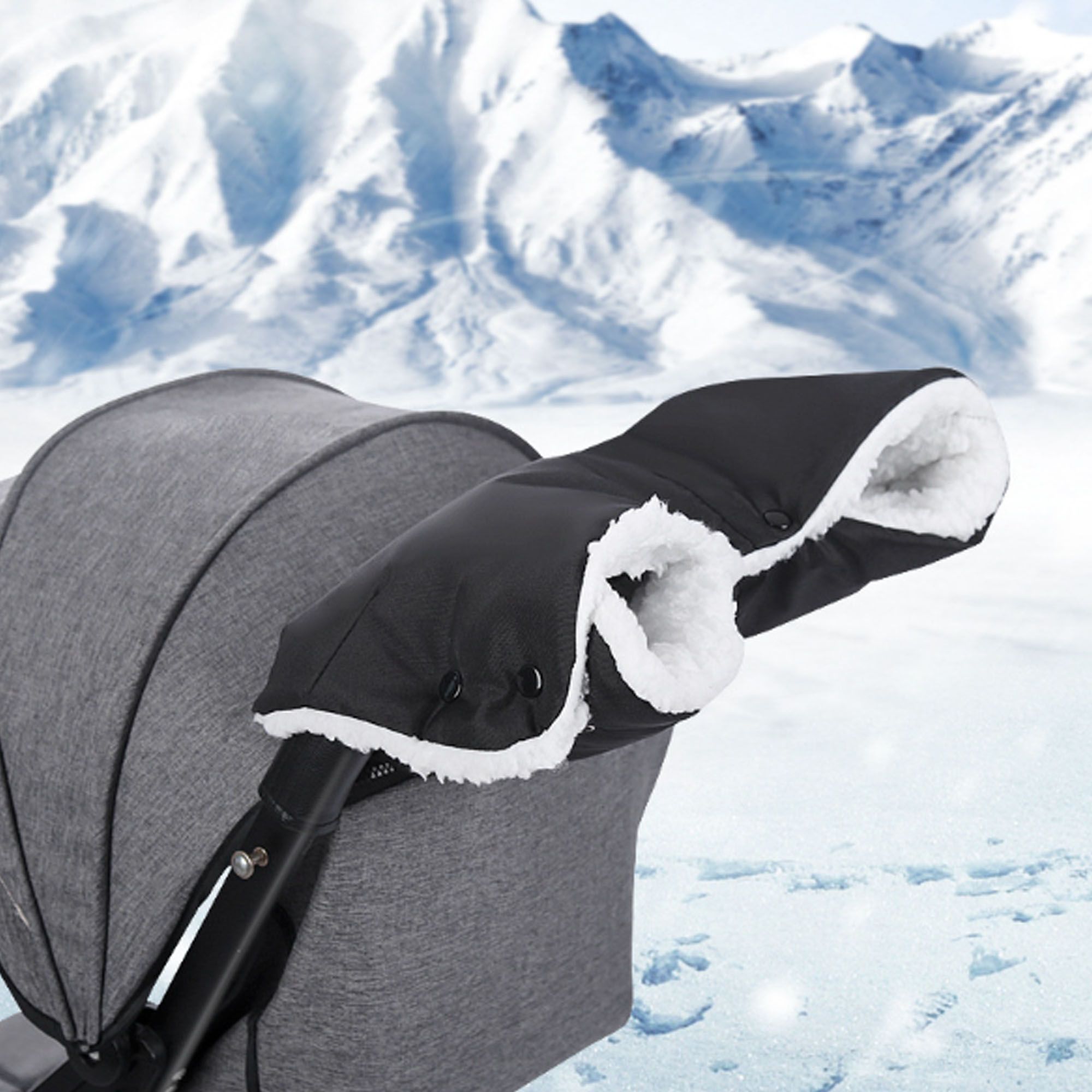 Infant Stroller Hand Muff Winter Windproof and Freeze-proof Thickened Plush Stroller Gloves Outdoor 