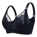 Front-Opening Lace Nursing Bra with Bunny Ears for Pregnant Women Black