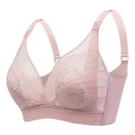 Front-Opening Lace Nursing Bra with Bunny Ears for Pregnant Women Pink