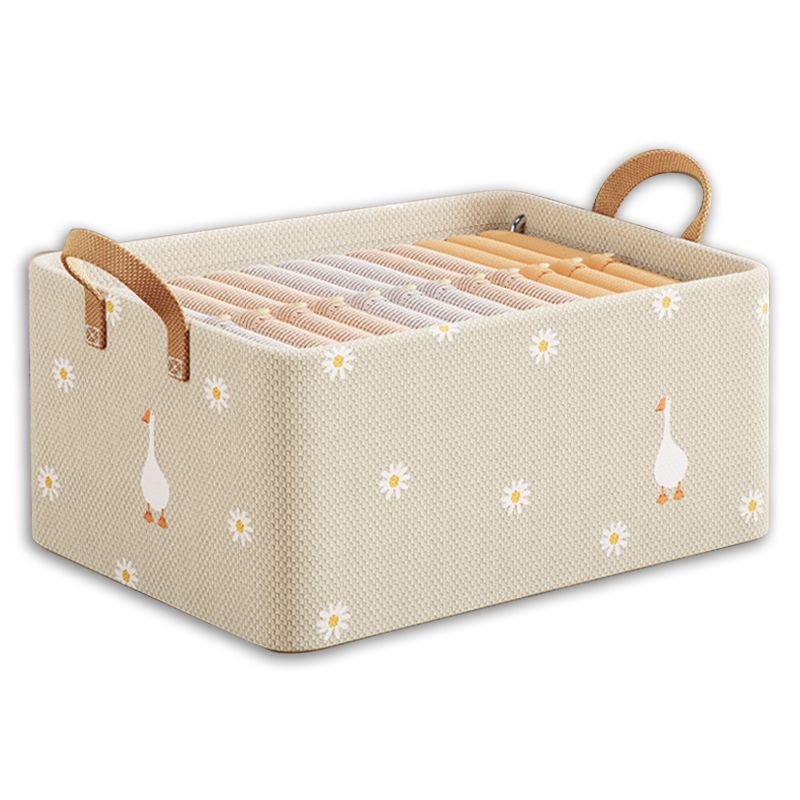 Single Fabric Rectangular Storage Basket - Available in Blue with Steel Frame and Beige without