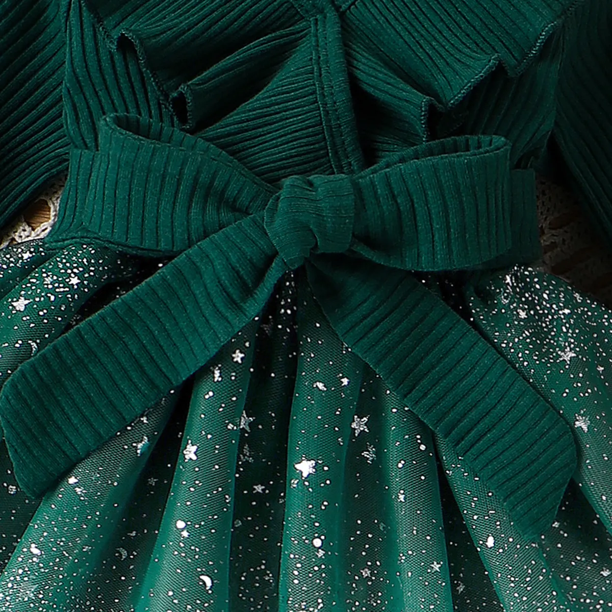 Baby Girl Sweet Gradual Change Ruffle Edge  Long Sleeve Dress  Green image 5