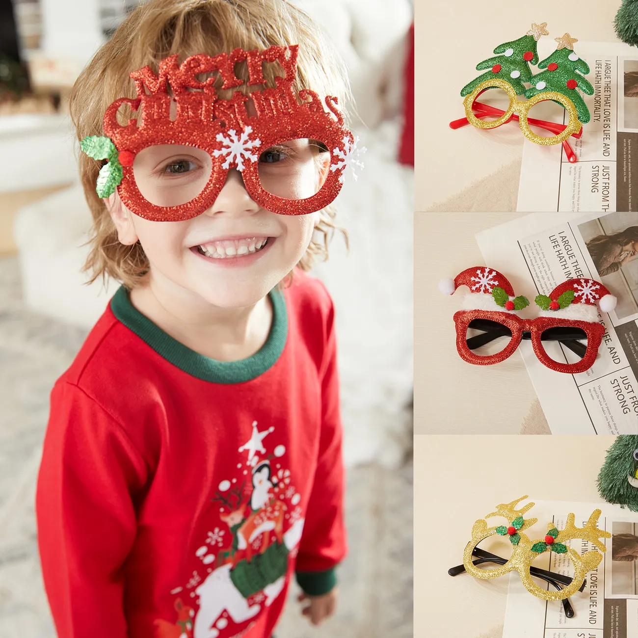 A los niños/adultos les gustan las gafas de decoración del festival navideño Verde big image 1