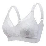 Front-Opening Lace Nursing Bra with Bunny Ears for Pregnant Women White