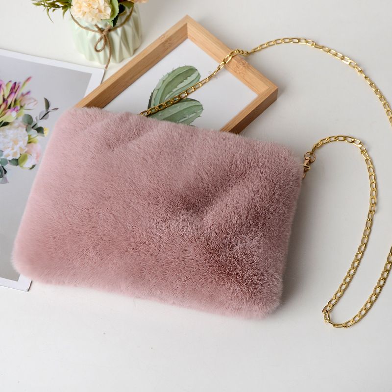 Kids/adult Simple And Fashionable Plush Square Chain Bag