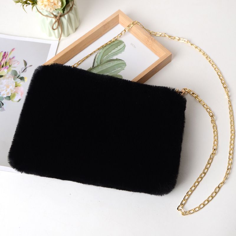 Kids/adult Simple And Fashionable Plush Square Chain Bag