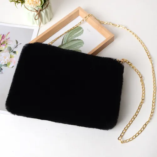 Kids/adult Simple and fashionable plush square chain bag